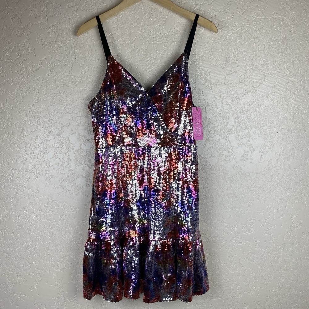 Southern Fried Chics XL Sequin Dress Rainbow Bachelorette Cowgirl Ombré NWT